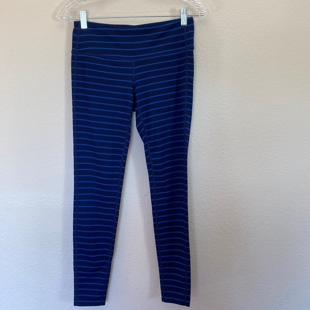 Athleta Chatauranga leggings blue stripe full length - Picture 2 of 5